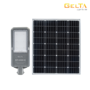 Đèn Đường Năng Lượng Mặt Trời Gelta STI200C – 40W | Quang Thông 10,000 Lm | Chiếu Sáng Lớn & Tự Nhiên